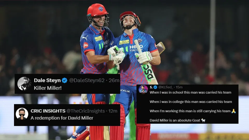 "Ask David Miller About Redemption"- Neitizens Celebrate DC Star's Blistering Finish vs RCB